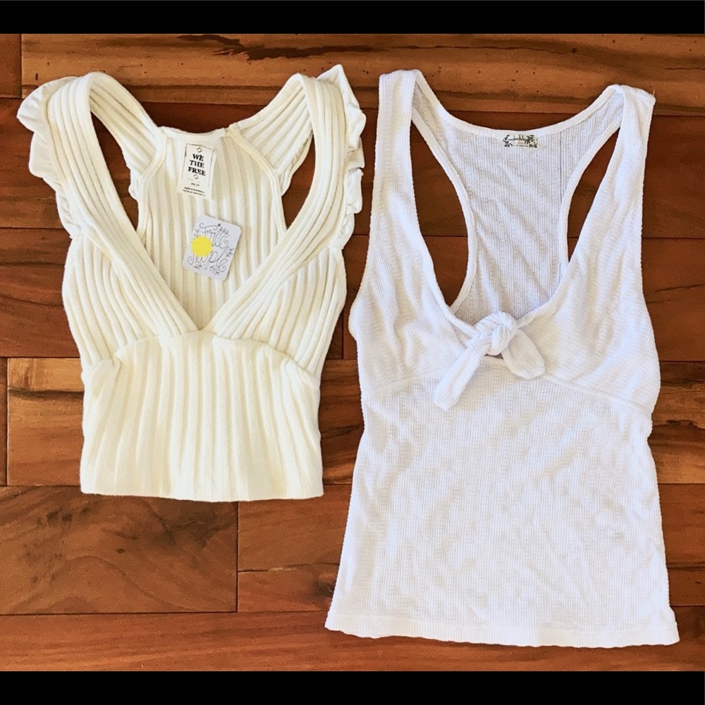 Free people white summer tank crop tops nwt XS